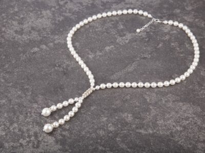 Naszyjnik z białych pereł Preciosa i kryształowych cyrkonii Ivory Duet - obrazek 4