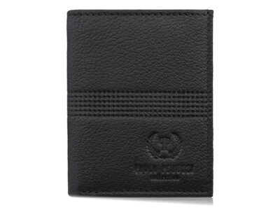 Malutki mini-portfel męski skórzany z miejscem tylko na karty i banknoty, czarny