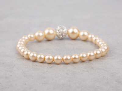 Bransoletka damska z perłami w kolorze ecru i cyrkoniami Cyria Pearl Ecru - obrazek 3