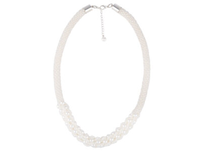 Ręcznie pleciony, elegancki naszynik damski z białymi perłami Pearl Whisper