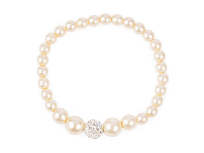 Bransoletka damska z perłami w kolorze ecru i cyrkoniami Cyria Pearl Ecru