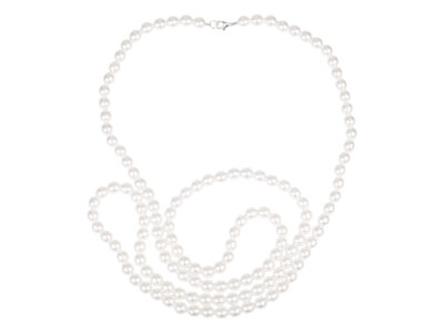 Bardzo długi naszyjnik damski z białych pereł Preciosa 120 cm Classic White - obrazek 1