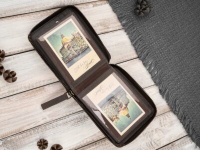 Ciemnobrązowy, pojemny portfel męski zapinany dookoła na zamek błyskawiczny RFID - obrazek 5