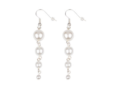 Kolczyki damskie z wiszącymi białymi perłami Preciosa Elegance White