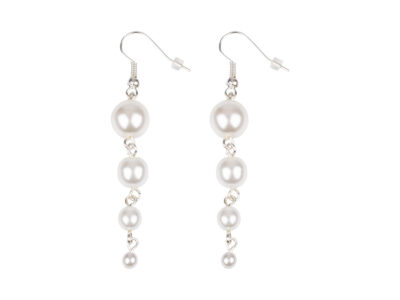Kolczyki damskie z wiszącymi białymi perłami Preciosa Elegance White - obrazek 1