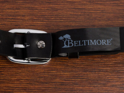 Elegancki, czarny pasek damski skórzany do spodni polskiej marki Beltimore 110 cm - obrazek 7