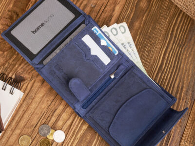 Portfel damski średni ze skóry naturalnej vintage RFID granatowy Paolo Peruzzi - obrazek 6