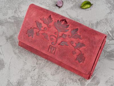 Portfel damski skórzany w stylu vintage pojemny czerwony RFID Paolo Peruzzi - obrazek 2