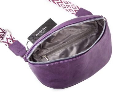 Fioletowa saszetka damska nerka na ramię z miękkiej skóry ekologicznej Jennifer Jones - obrazek 2