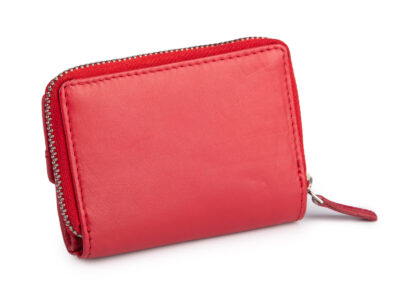 Mały portfel skórzany RFID składany kieszonkowy czerwony Franko - obrazek 2