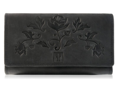 Portfel damski skórzany w stylu vintage pojemny czarny RFID Paolo Peruzzi