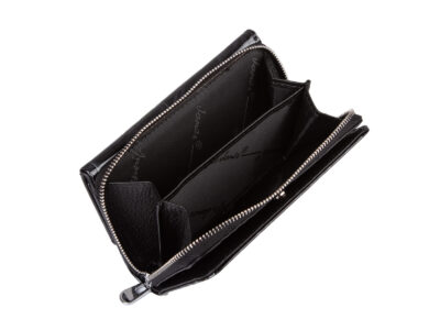 Duży czarny portfel damski w motylki z metalową "falą" z przodu RFID na zamek - obrazek 6