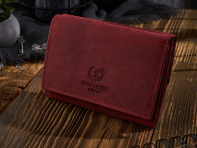 Czerwony średniej wielkości skórzany portfel damski w stylu vintage Paolo Peruzzi - obrazek 2