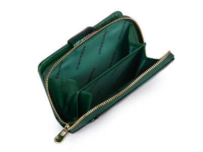 Portfel damski zielony lakierowany z wzorkiem w motylki RFID Gregorio - obrazek 7