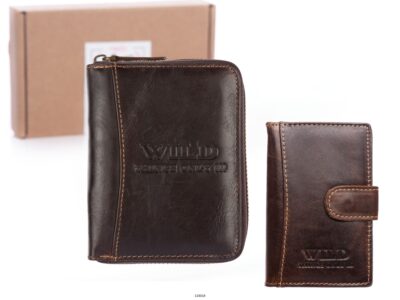 Zestaw prezentowy Wizytownik ciemno brązowy + Portfel męski ciemno brązowy z.p.