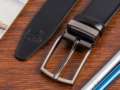 Klasyczny, skórzany pasek męski do spodni czarny skóra naturalna licowa długi 120-135 cm - obrazek 2