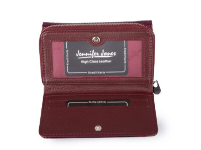 Duży fioletowy portfel damski w motylki z metalową "falą" z przodu RFID na zamek - obrazek 5