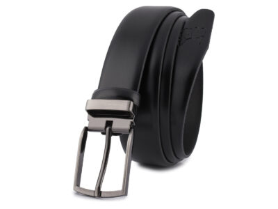 Klasyczny, skórzany pasek męski do spodni czarny skóra naturalna licowa długi 120-135 cm - obrazek 6