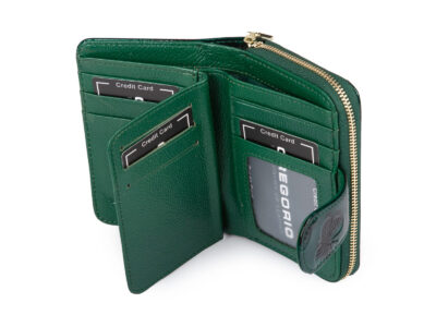 Portfel damski zielony lakierowany z wzorkiem w motylki RFID Gregorio - obrazek 6