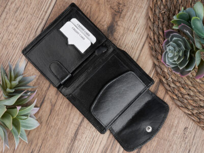 Portfel damski średni z gładkiej skóry naturalnej RFID czarny Paolo Peruzzi - obrazek 9