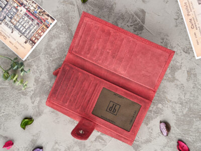 Portfel damski skórzany w stylu vintage pojemny czerwony RFID Paolo Peruzzi - obrazek 5