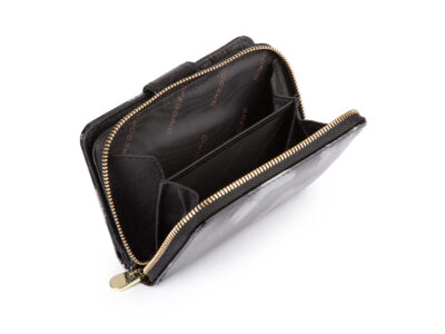 Portfel damski czarny lakierowany z wzorkiem w motylki RFID Gregorio - obrazek 6