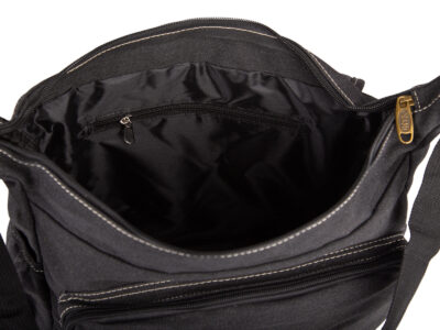 Pojemna, materiałowa torba męska na ramię w stylu vintage w kolorze szarym ORMI - obrazek 4