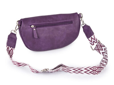 Fioletowa saszetka damska nerka na ramię z miękkiej skóry ekologicznej Jennifer Jones - obrazek 3