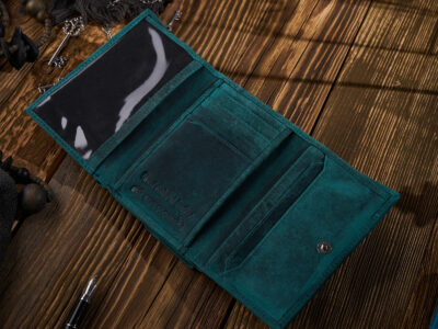 Zielony średniej wielkości skórzany portfel damski w stylu vintage Paolo Peruzzi - obrazek 4