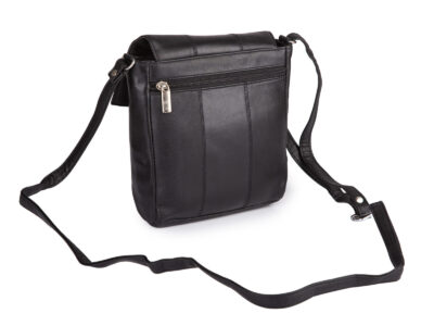 Mała, czarna torebka damska na ramię, skórzana z klapką Blue Burry - obrazek 4