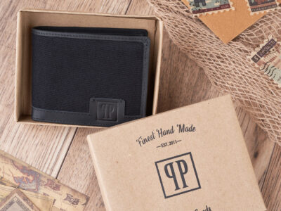 Wygodny, czarny portfel męski Paolo Peruzzi z mocnego materiału i skóry naturalnej - obrazek 9