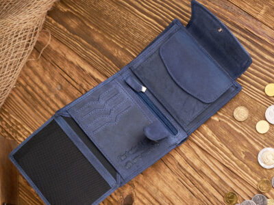 Portfel damski średni ze skóry naturalnej vintage RFID granatowy Paolo Peruzzi - obrazek 5