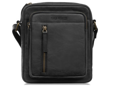 Czarna listonoszka męska na ramię ze skóry naturalnej Paolo Peruzzi