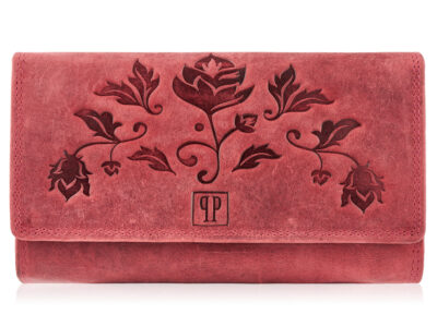 Portfel damski skórzany w stylu vintage pojemny czerwony RFID Paolo Peruzzi