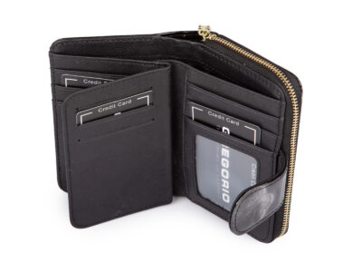 Portfel damski czarny lakierowany z wzorkiem w motylki RFID Gregorio - obrazek 5