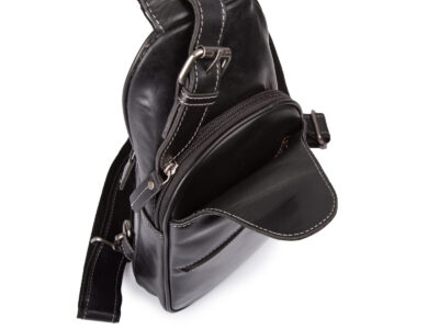 Elegancki skórzany plecak damski na jedno ramię w kolorze czarnym - obrazek 8