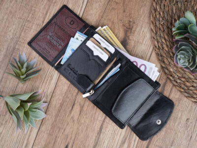 Portfel damski średni z gładkiej skóry naturalnej RFID czarny Paolo Peruzzi - obrazek 5