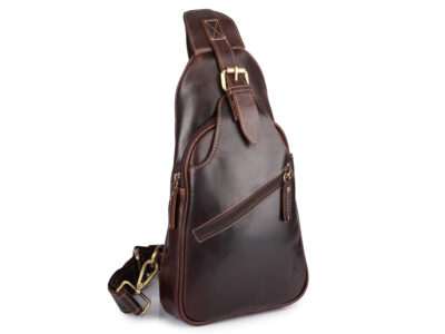 Elegancki skórzany plecak damski na jedno ramię w kolorze ciemnobrązowym