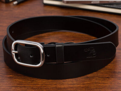 Elegancki, czarny pasek damski skórzany do spodni polskiej marki Beltimore 110 cm - obrazek 4