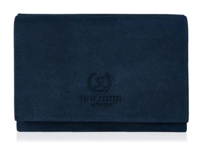 Granatowy średniej wielkości skórzany portfel damski w stylu vintage Paolo Peruzzi