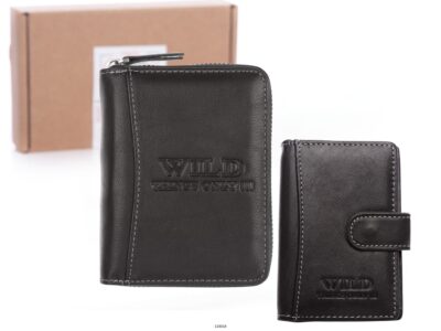 Zestaw prezentowy Wizytownik czarny + Portfel męski czarny