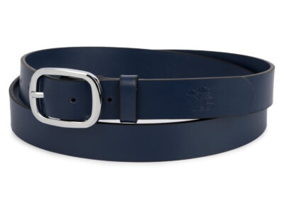 Elegancki, granatowy pasek damski skórzany do spodni polskiej marki Beltimore 110 cm - obrazek 8