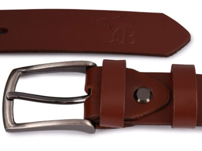 Wąski skórzany pasek męski do spodni 2.9 cm Beltimore brązowy 125 cm. - obrazek 4