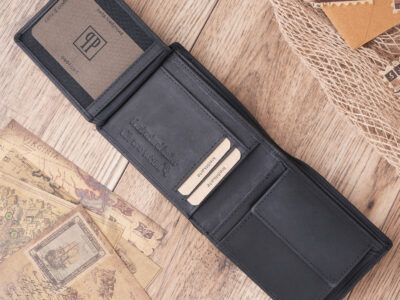 Wygodny, czarny portfel męski Paolo Peruzzi z mocnego materiału i skóry naturalnej - obrazek 6