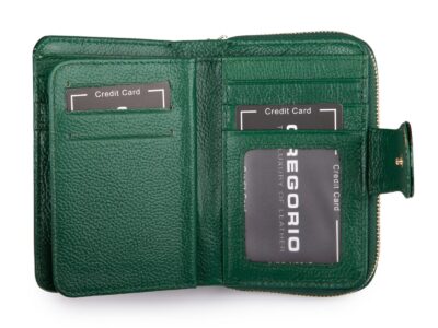 Portfel damski zielony lakierowany z wzorkiem w motylki RFID Gregorio - obrazek 5