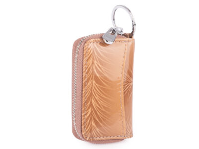 Zestaw prezentowy Etui na klucze beż listki + Portfel damski beż listki - obrazek 8