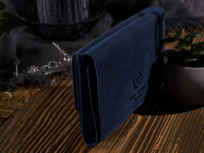 Granatowy średniej wielkości skórzany portfel damski w stylu vintage Paolo Peruzzi - obrazek 6