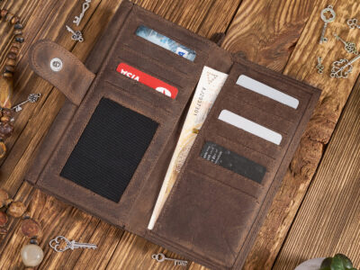 Portfel damski skórzany w stylu vintage pojemny ciemnobrązowy RFID Paolo Peruzzi - obrazek 5