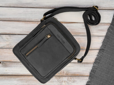 Czarna listonoszka męska na ramię ze skóry naturalnej Paolo Peruzzi - obrazek 2