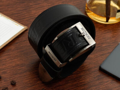 Pasek męski skórzany do spodni typu jeans czarny z klasyczną klamrą Beltimore 125 cm - obrazek 4